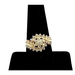 Vintage Estate 14k Yellow Gold Round Cut Diamond Ring Cluster Design 1.10CT/7.5g